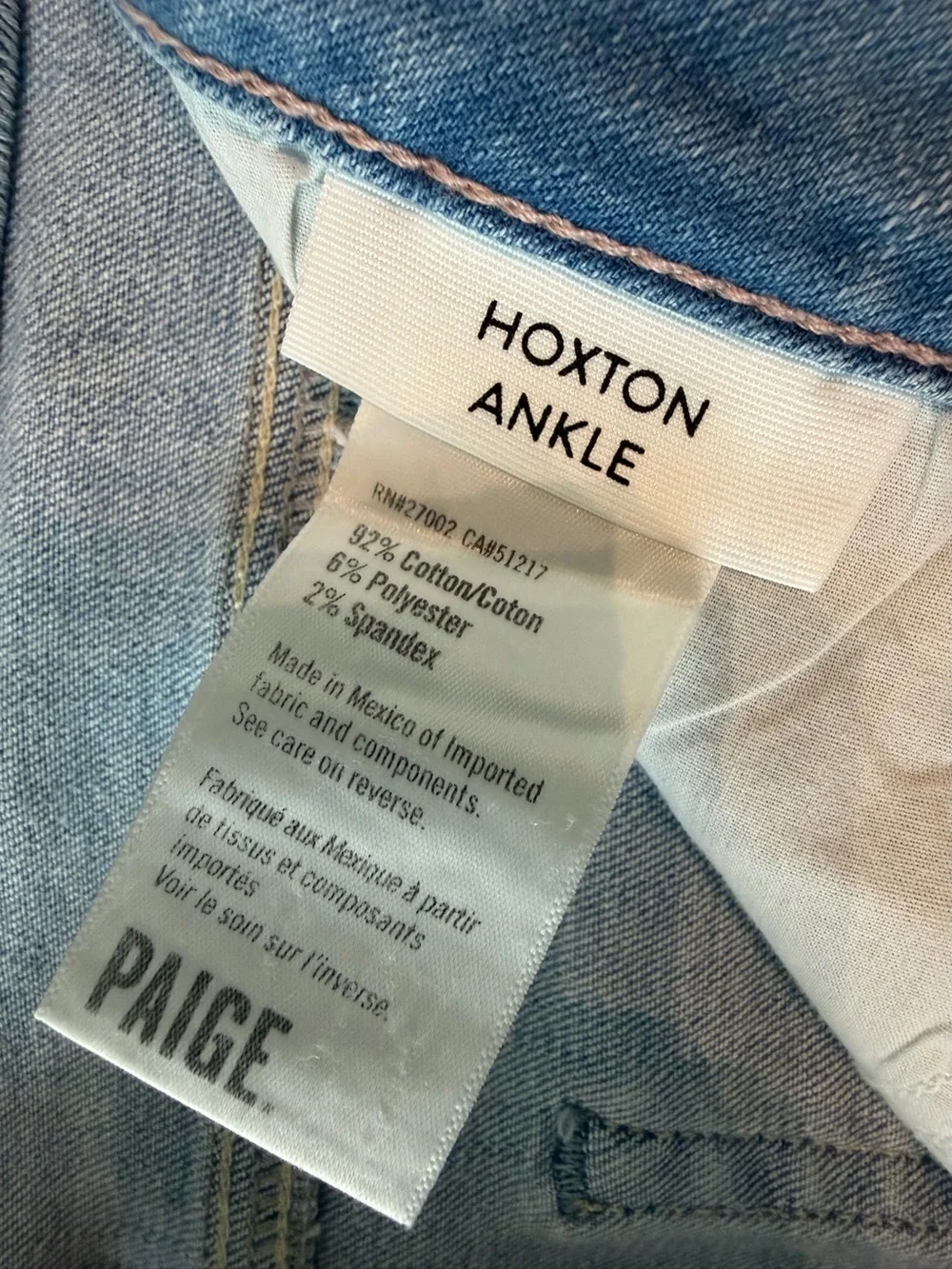 Paige Hoxton Ankle Jeans Womens 28 Blue White Wash Mid Rise Stretch Denim NWT